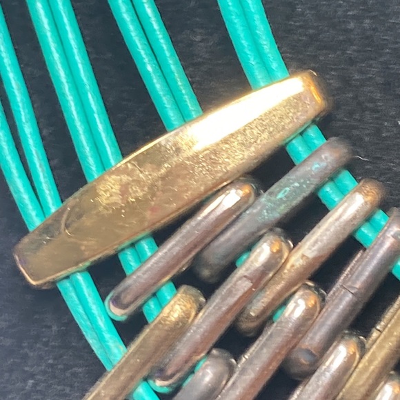 Turquoise Green and Mixed Metal Color Multi Strand Necklace - Picture 6 of 16